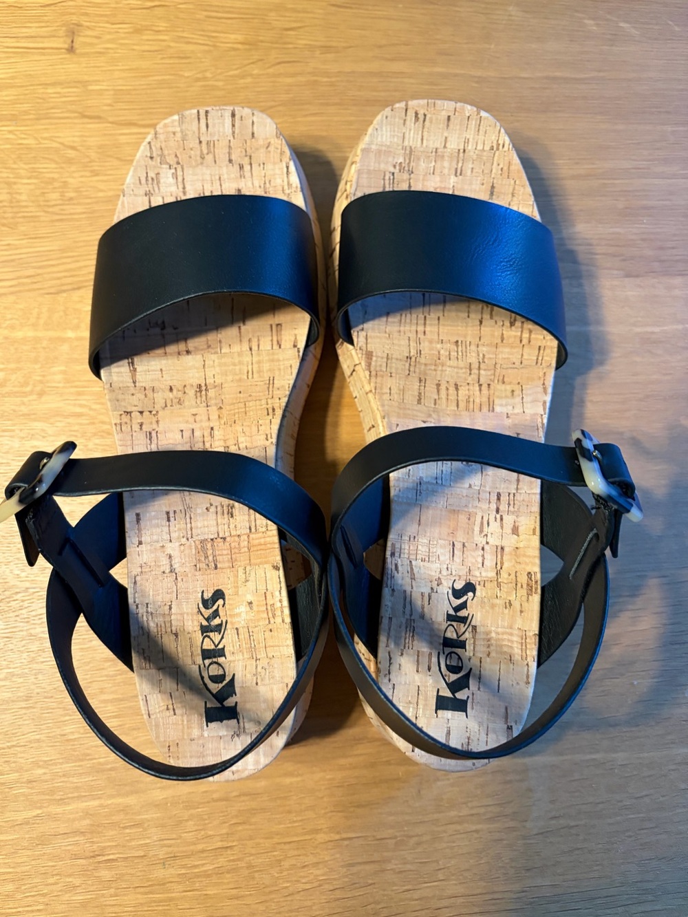 Kork-Ease Black Cork-Style Strap Slide Sandals